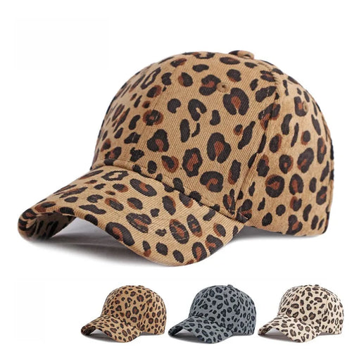 Women Leopard Pattern Corduroy Baseball Cap Men Retro Snapback Hat-Women's Caps-Arimonz-Arimonz