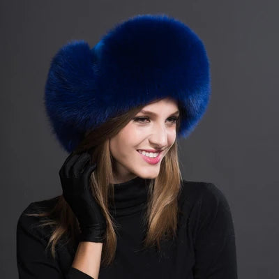 Women Natural Fur Caps Ushanka Hats for Winter Thick Warm Ears-Winter Hats-Arimonz-blue-One Size-Arimonz