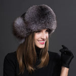 Women Natural Fur Caps Ushanka Hats for Winter Thick Warm Ears-Winter Hats-Arimonz-silver blue-One Size-Arimonz