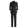 Women Office Business Formal Three Quarter Sleeve Blazer Trousers Suit-Wear To Work Sets-Arimonz-Black-S-Arimonz