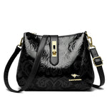 Women Retro Printed Shoulder Bag Crossbody Messenger Handbag-Handbags-Arimonz-Black-Arimonz