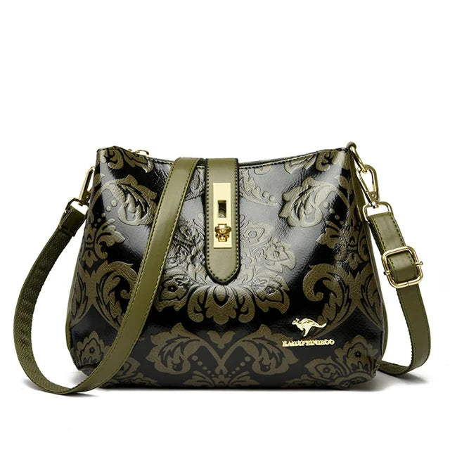 Women Retro Printed Shoulder Bag Crossbody Messenger Handbag-Handbags-Arimonz-Green-Arimonz