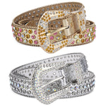 Women Rhinestone Large Size Belt Western Denim Shiny Rivet Design-Women's Belts-Arimonz-Arimonz