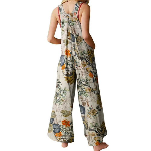 Women Rompers Loose Linen Cotton Jumpsuit Sleeveless Backless Playsuit-Casual Jumpsuits & Rompers-Arimonz-Arimonz