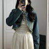 Women Short Denim Tassels Jacket Jean Coat-Jean Jackets-Arimonz-Arimonz