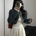 Women Short Denim Tassels Jacket Jean Coat-Jean Jackets-Arimonz-Blue-S-Arimonz
