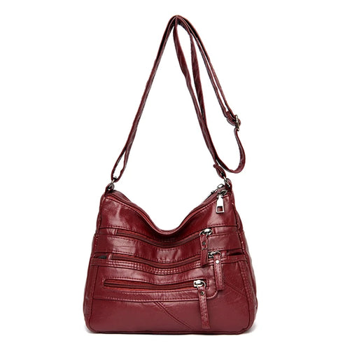 Women Shoulder Bag Multi-Layer Pockets Classic Crossbody Bag-Handbags-Arimonz-Burgundy-21-Arimonz