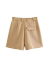 Women Side Pockets Front Darts Bermuda Shorts High Waist Shorts-Shorts-Arimonz-Arimonz