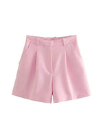 Women Side Pockets Front Darts Bermuda Shorts High Waist Shorts-Shorts-Arimonz-Arimonz