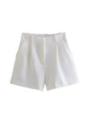 Women Side Pockets Front Darts Bermuda Shorts High Waist Shorts-Shorts-Arimonz-Arimonz