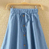 Women Skirt Single-Breasted High-Waist Mid-Length A-Line Denim Skirt-Denim Skirts-Arimonz-Arimonz