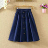 Women Skirt Single-Breasted High-Waist Mid-Length A-Line Denim Skirt-Denim Skirts-Arimonz-Arimonz