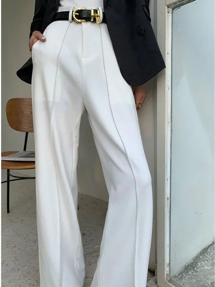 Women Summer Pants High Waist Loose Wide Leg Pant Straight Trouser-Pants-Arimonz-Arimonz