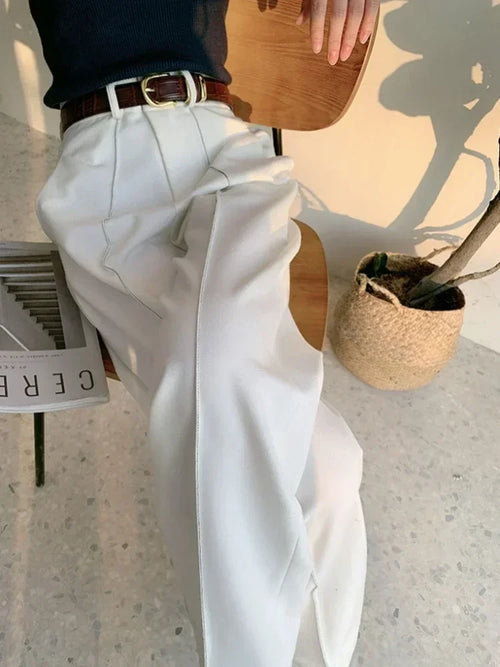 Women Summer Pants High Waist Loose Wide Leg Pant Straight Trouser-Pants-Arimonz-Arimonz