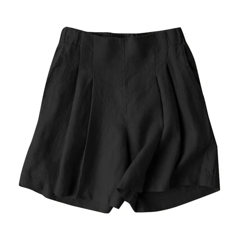 Women Summer Shorts Fashion Elastic High Waist Solid Color Shorts-Shorts-Arimonz-black-L-Arimonz