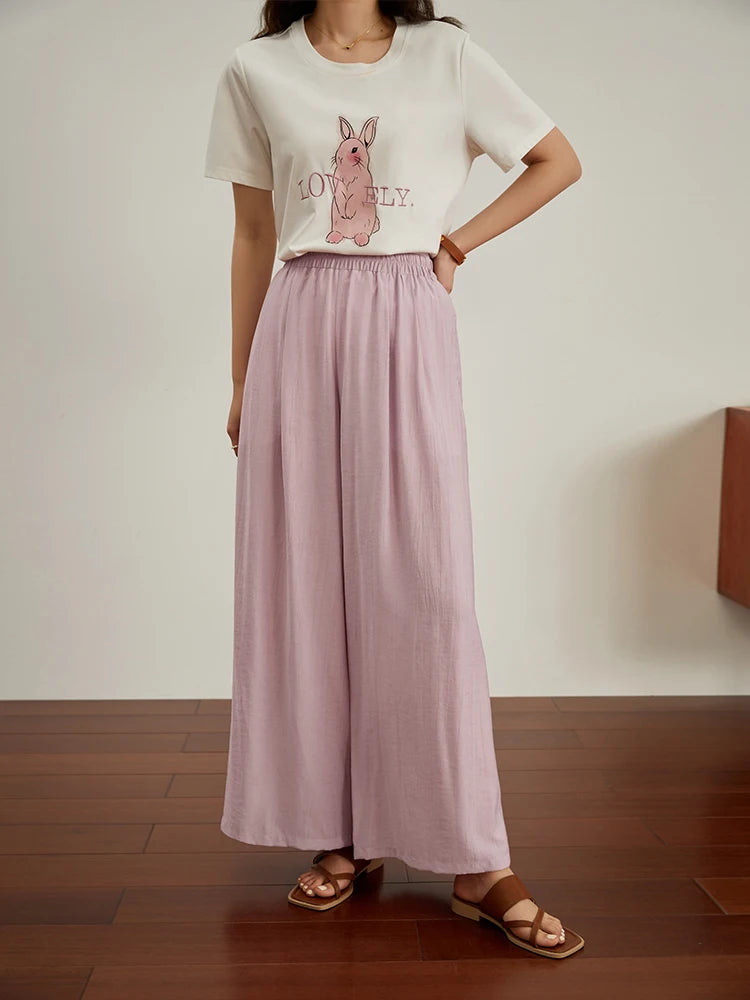 Women Thin Trousers Cool Draped Long Pants Elastic Waist Trouser-Pants-Arimonz-Arimonz