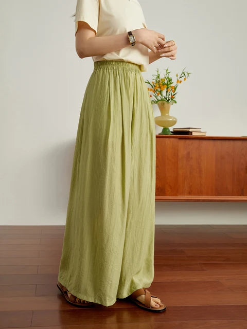 Women Thin Trousers Cool Draped Long Pants Elastic Waist Trouser-Pants-Arimonz-Arimonz