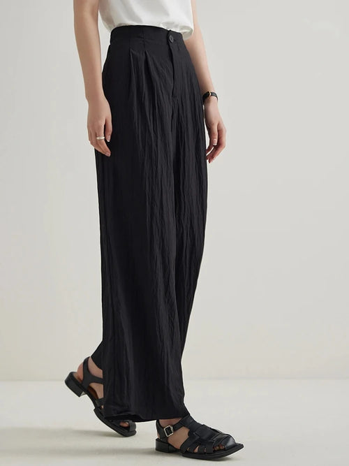 Women Thin Trousers Cool Draped Long Pants Elastic Waist Trouser-Pants-Arimonz-Arimonz