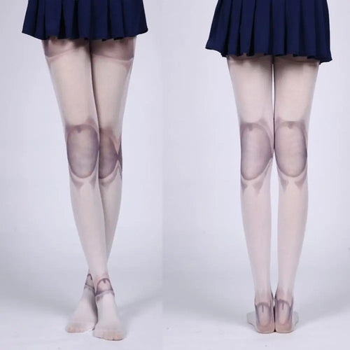 Women Tights Gothic Retro Tights Joint Style Tattoo Print Stockings-Socks & Tights-Arimonz-Arimonz