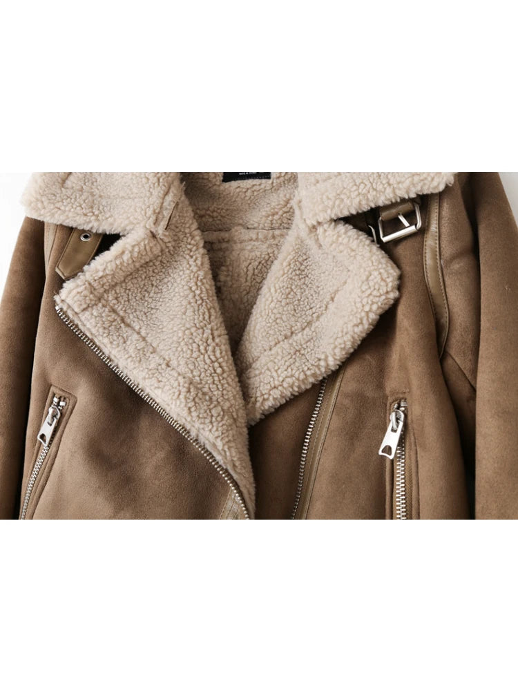 Women Winter Vintage Fur Jacket Lapel Long Sleeves Jacket Outwear-Fuzzy Jackets-Arimonz-Arimonz