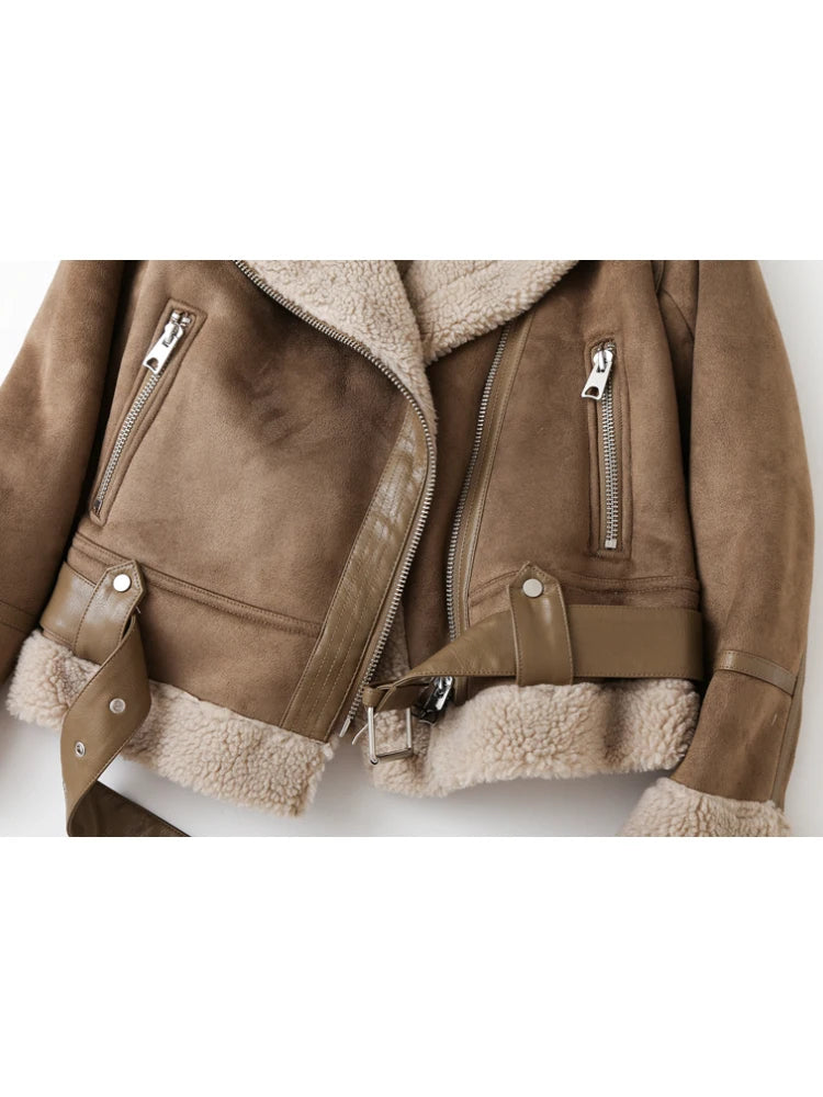 Women Winter Vintage Fur Jacket Lapel Long Sleeves Jacket Outwear-Fuzzy Jackets-Arimonz-Arimonz