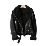 Women Winter Vintage Fur Jacket Lapel Long Sleeves Jacket Outwear-Fuzzy Jackets-Arimonz-BLACK-S-Arimonz