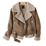 Women Winter Vintage Fur Jacket Lapel Long Sleeves Jacket Outwear-Fuzzy Jackets-Arimonz-BROWN-S-Arimonz