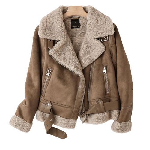 Women Winter Vintage Fur Jacket Lapel Long Sleeves Jacket Outwear-Fuzzy Jackets-Arimonz-BROWN-S-Arimonz
