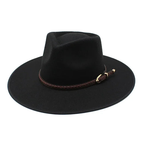 Women Winter Wool Fedora Hat Simple Wide Brim Vintage Felt Jazz Hats-Winter Hats-Arimonz-Black-56-58CM (22-23 lnches)-Arimonz