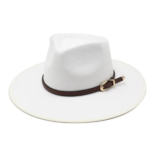 Women Winter Wool Fedora Hat Simple Wide Brim Vintage Felt Jazz Hats-Winter Hats-Arimonz-WHITE-56-58CM (22-23 lnches)-Arimonz