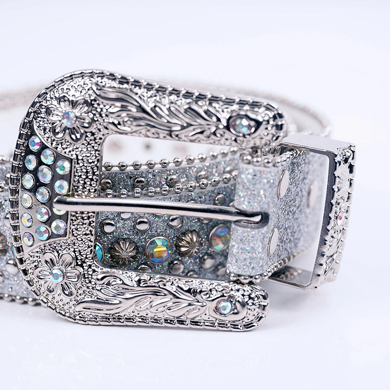 Women's Jeans Rhinestone Shiny Rivet Design Y2K Style Denim Shiny Belt-Belts-Arimonz-Arimonz