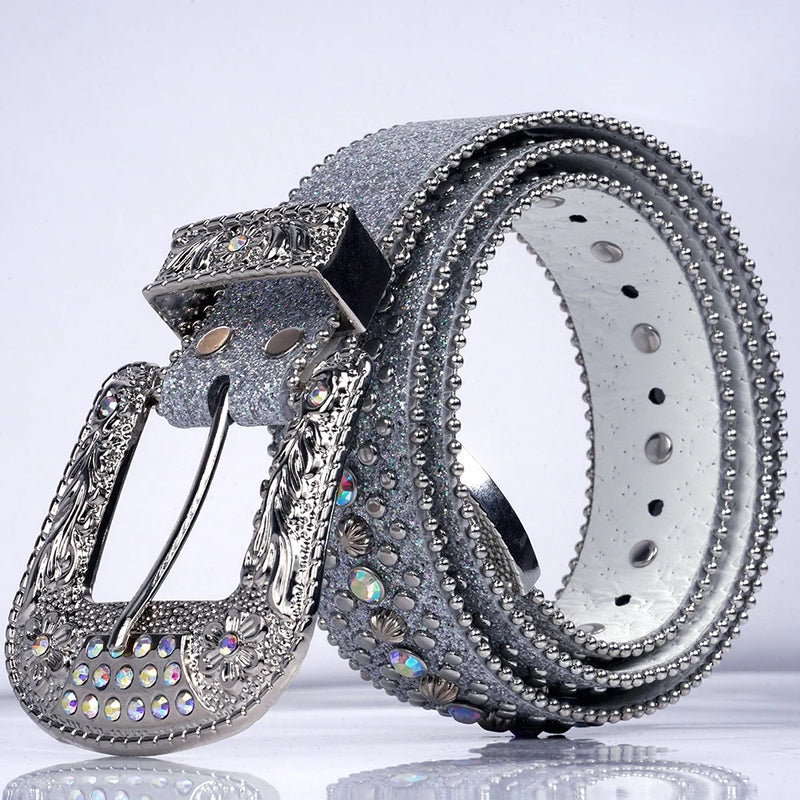 Women's Jeans Rhinestone Shiny Rivet Design Y2K Style Denim Shiny Belt-Belts-Arimonz-Arimonz