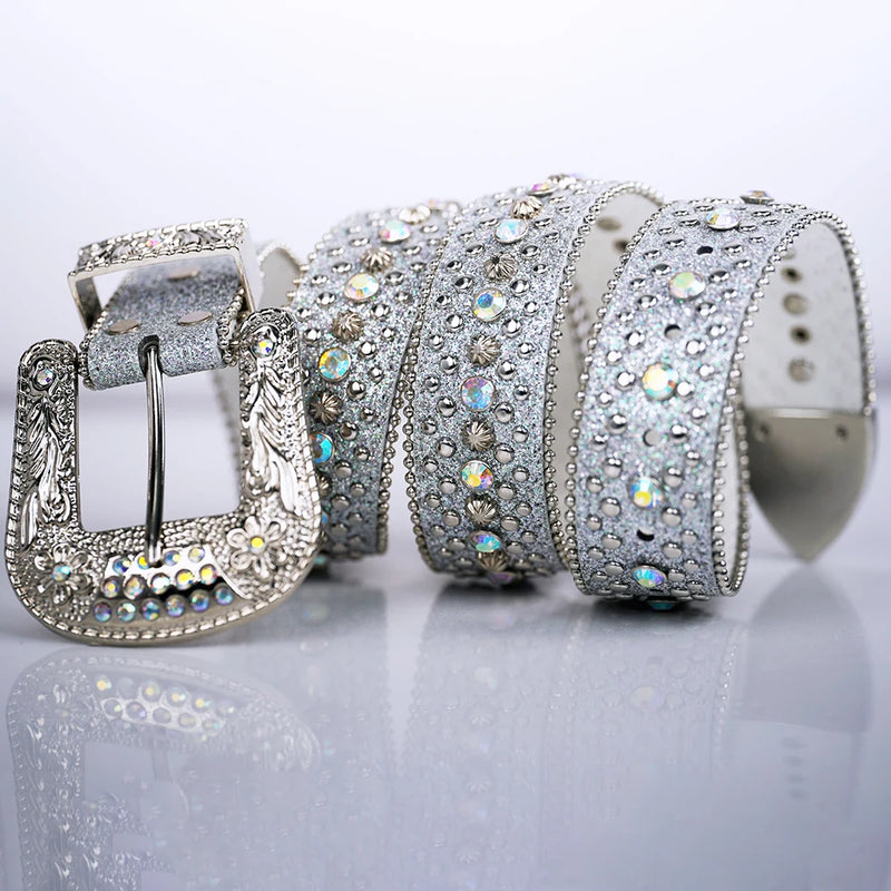Women's Jeans Rhinestone Shiny Rivet Design Y2K Style Denim Shiny Belt-Belts-Arimonz-Arimonz