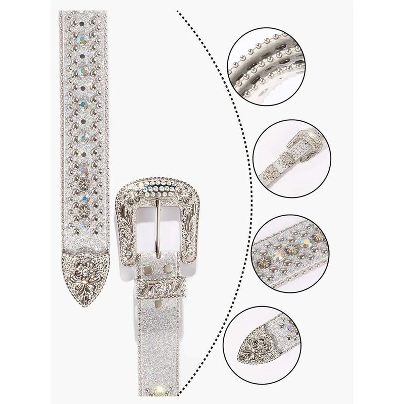 Women's Jeans Rhinestone Shiny Rivet Design Y2K Style Denim Shiny Belt-Belts-Arimonz-Arimonz