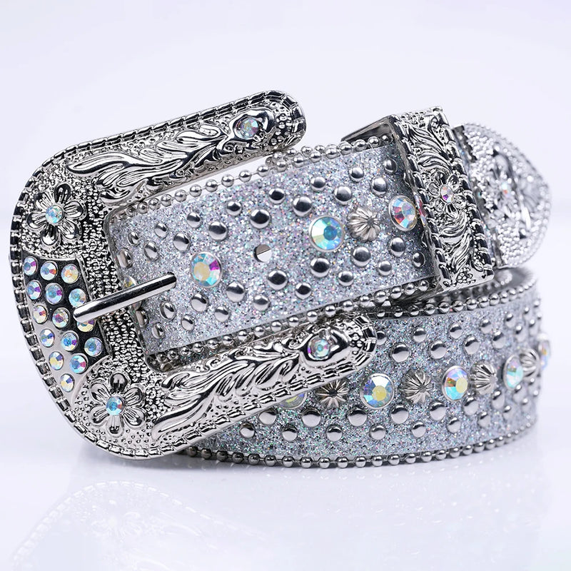 Women's Jeans Rhinestone Shiny Rivet Design Y2K Style Denim Shiny Belt-Belts-Arimonz-Arimonz