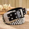 Women’s Leather Rhinestone Belt Fashionable Pin Buckle Design-Belts-Arimonz-Black-100cm/39in-Arimonz