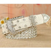 Women’s Leather Rhinestone Belt Fashionable Pin Buckle Design-Belts-Arimonz-White-100cm/39in-Arimonz
