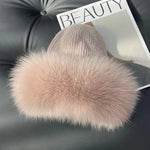 Women’s Natural Fox Fur Fedora Fluffy Warm Winter Knitted Fur Hat-Winter Hats-Arimonz-beige pink-One Size-Arimonz