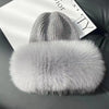 Women’s Natural Fox Fur Fedora Fluffy Warm Winter Knitted Fur Hat-Winter Hats-Arimonz-grey-One Size-Arimonz