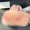 Women’s Natural Fox Fur Fedora Fluffy Warm Winter Knitted Fur Hat-Winter Hats-Arimonz-pink-One Size-Arimonz
