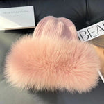 Women’s Natural Fox Fur Fedora Fluffy Warm Winter Knitted Fur Hat-Winter Hats-Arimonz-pink-One Size-Arimonz