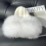 Women’s Natural Fox Fur Fedora Fluffy Warm Winter Knitted Fur Hat-Winter Hats-Arimonz-white-One Size-Arimonz