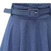 Women's Vintage High Waist A-Line Flared Midi Skirts with Belts-Denim Skirts-Arimonz-Arimonz