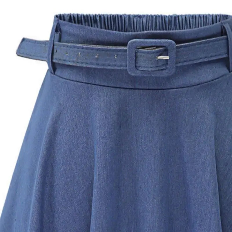 Women's Vintage High Waist A-Line Flared Midi Skirts with Belts-Denim Skirts-Arimonz-Arimonz