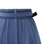 Women's Vintage High Waist A-Line Flared Midi Skirts with Belts-Denim Skirts-Arimonz-Arimonz