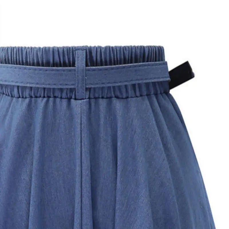 Women's Vintage High Waist A-Line Flared Midi Skirts with Belts-Denim Skirts-Arimonz-Arimonz