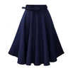 Women's Vintage High Waist A-Line Flared Midi Skirts with Belts-Denim Skirts-Arimonz-Dark Blue-one size-Arimonz