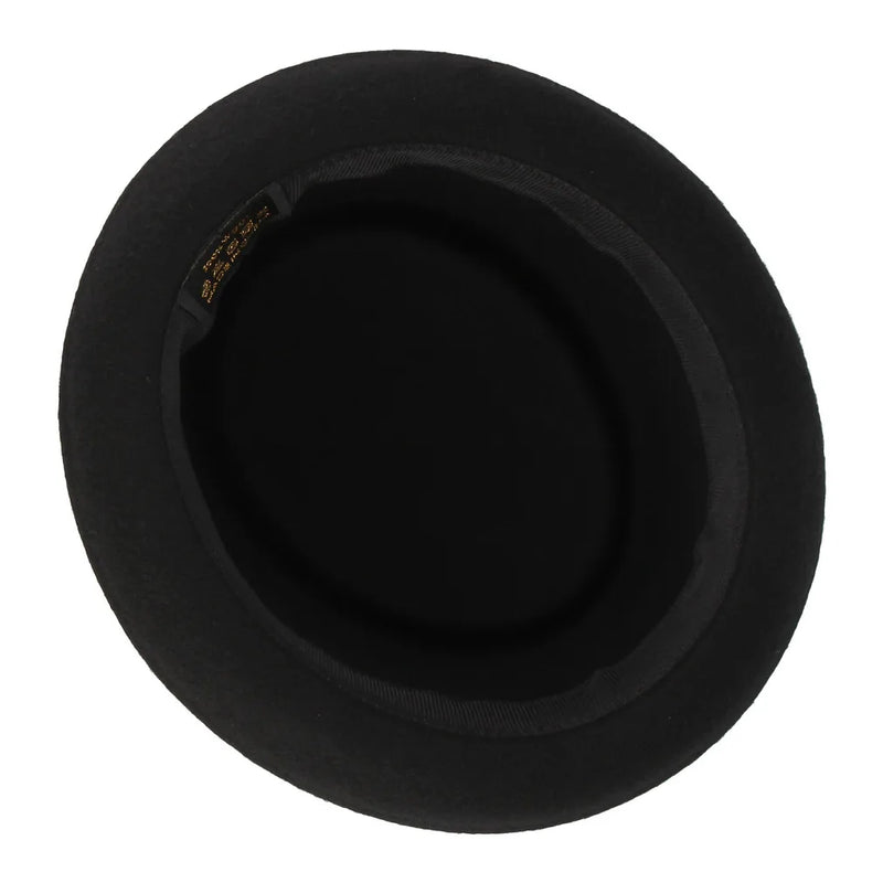 Wool Black Billycock Fedora Hat Elegant Roll Brim Concave Convex Hat-Hats-Arimonz-Arimonz