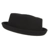 Wool Black Billycock Fedora Hat Elegant Roll Brim Concave Convex Hat-Hats-Arimonz-Arimonz