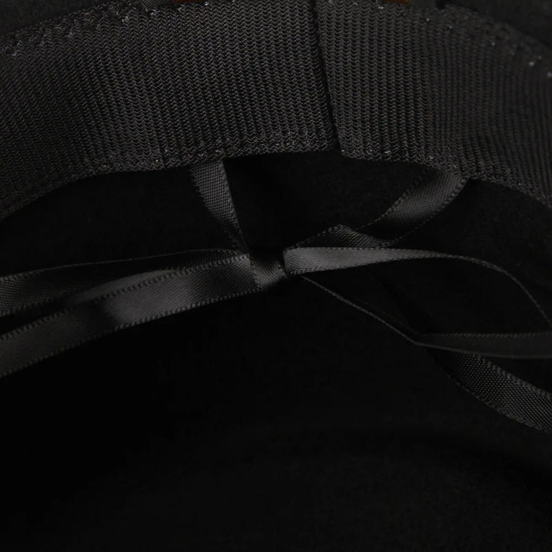Wool Black Billycock Fedora Hat Elegant Roll Brim Concave Convex Hat-Hats-Arimonz-Arimonz